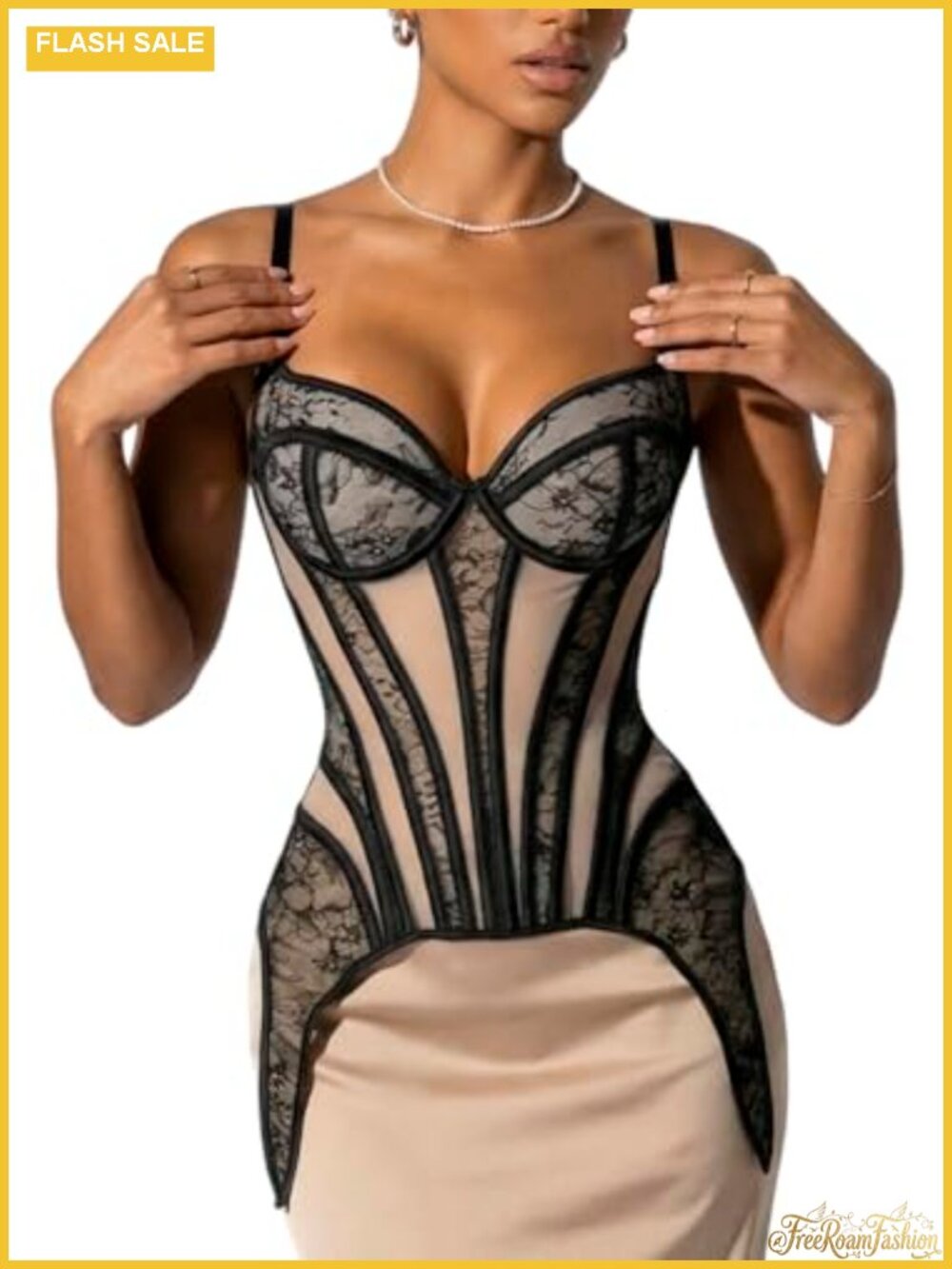 Longline Overbust Lace Corset Top Steel Boned Waist Cincher Bustier